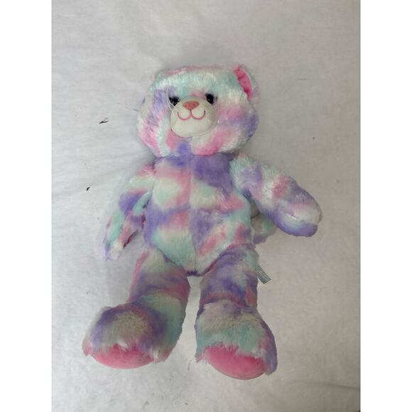Build A Bear Pastel Swirl Kitty Cat 15" Pink Purple Blue Stuffie Stuffed Animal - Picture 2 of 8